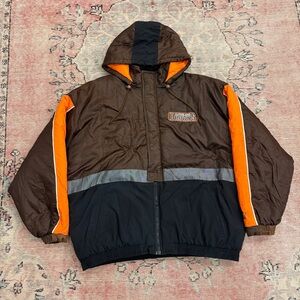Vintage Starter Cleveland Browns Jacket XXL NFL Hooded Puffer Coat Full Zip 90s